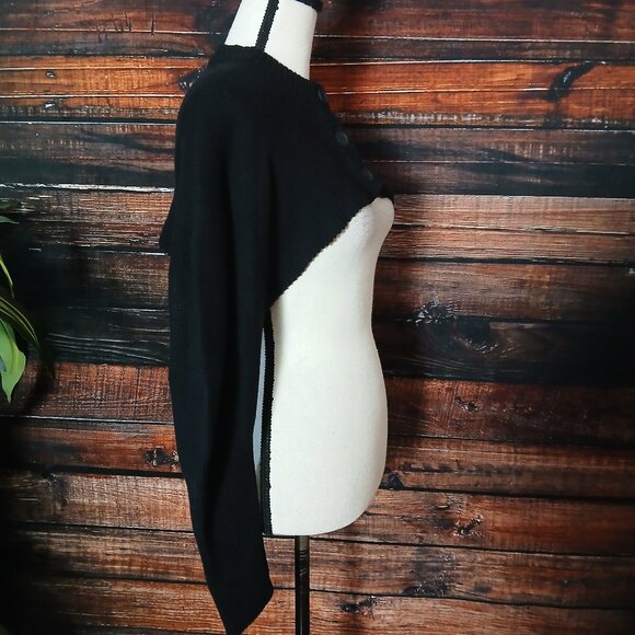 NWT 525 Anthropologie Sweater M/L Black Cropped Shrug Cardigan Button Front - Picture 6 of 12